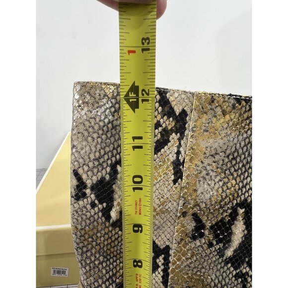 Michael Kors Gold Saratoga Boot Snake Skin Women's Sz. 8.5 Gold Chain Accent - Picture 11 of 13